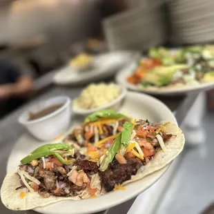 a plate of food on a counter