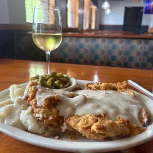 Chicken fried steak and Chardonnay