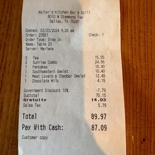 The receipt enclosed show the gratuity of a family 6 with 3 being under 12.... There was no option for us to decide our own gratuity......