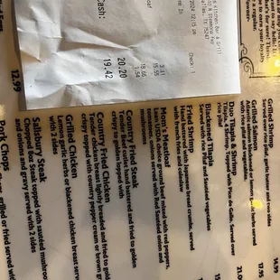 Discrepancy in pricing- menu should read two different prices pending paying cash or card