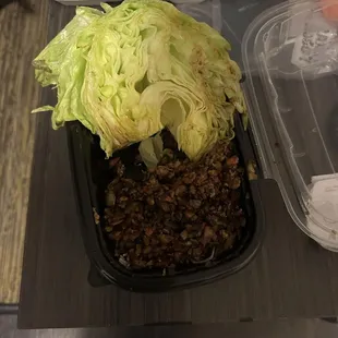 Lettuce wraps with a whole side of lettuce, including the hard part.