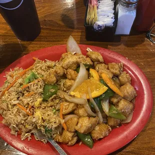 Orange chicken and fried rice