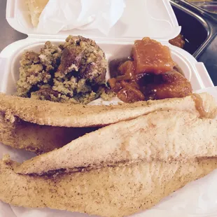 Catfish yams n dressing