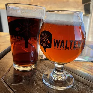 two glasses of beer