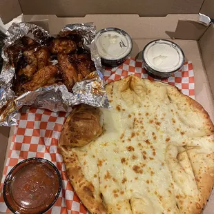 Cheesy Breadsticks and Oven Baked Wings