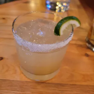 House margarita with sugar rim