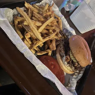 Lil mushroom bacon Swiss with a beer