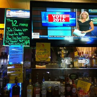 a television with a woman on it