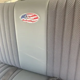 Ford bench seat with custom embroidery