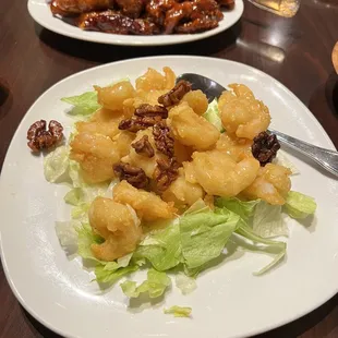 Orange chicken and honey walnut shrimp