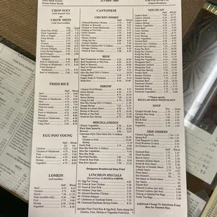 2019 Menu