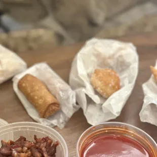 Boneless Spare Ribs, Egg Roll, Sweet Donut
