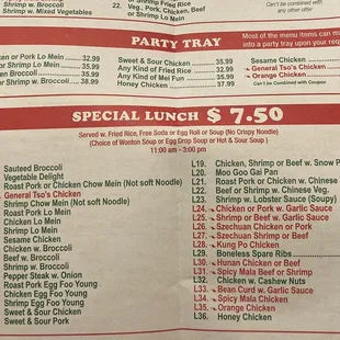 Menu as of 1/2023