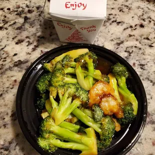 Shrimp &amp; broccoli via UberEats