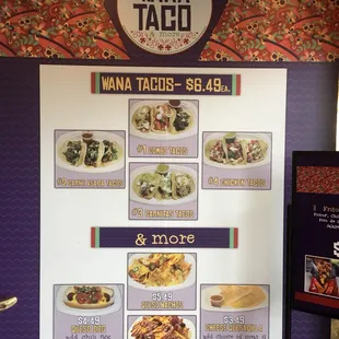 the menu for the restaurant