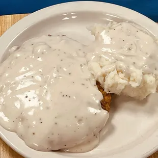 Chicken fried steak And mashed potatoes