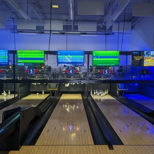 bowling alley with bowling lanes