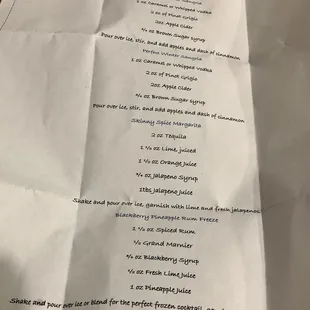 a menu for a restaurant