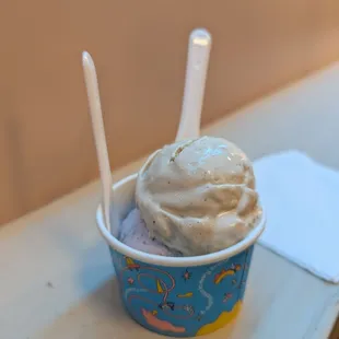 Vietnamese coffee rocky road and milky tangyuan (taro)