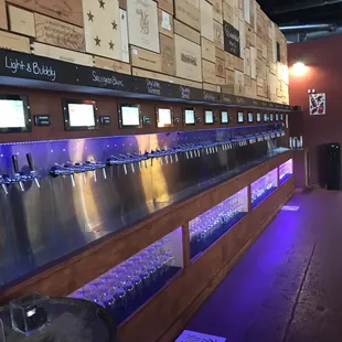 Our Popular Self-Pour Tap Wall! 56 Wines on Tap!