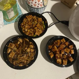 Hunan tofu. General Tso tofu . Kung pao tofu.