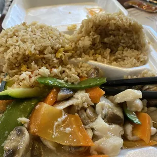 Moo goo gai pan. Always served steaming hot!