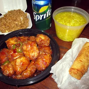 General Tso General Tso s Chicken, Fried Rice, Egg Drop Soup, Egg Roll 1 Pc and Sprite