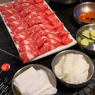 Angus beef brisket, rice wrap + radish wrap