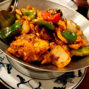 Dry hot pot with fish