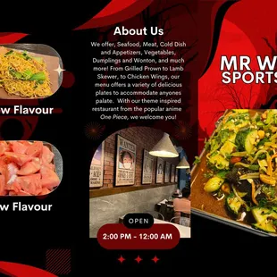 the menu for the restaurant