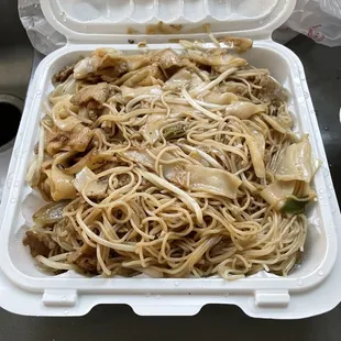noodles in a styrofoam container