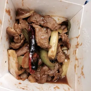 Mongolian beef from the 3/$18.99 menu. Super small portion. Rip off