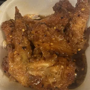 The Buffalo wings!! They aren't normal Buffalo wings but the flavor is great