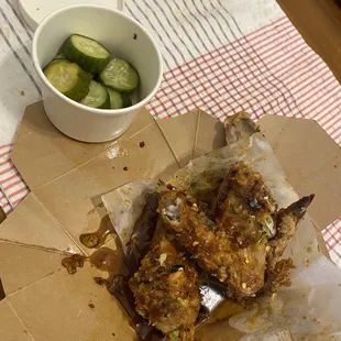 Wangs and cucumbers.