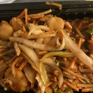 A ridiculous amount of onions in the 704. Pork in Garlic Sauce. That's just on top, I haven't even started digging yet.