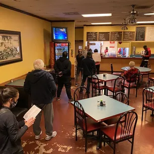Line to pickup and online order sitting on the counter.