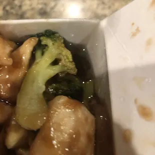 chicken and broccoli in a sauce