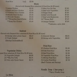 Wang's Wok Menu