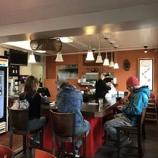 Bar area and kitchen