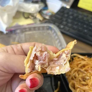 Raw chicken in dumplings