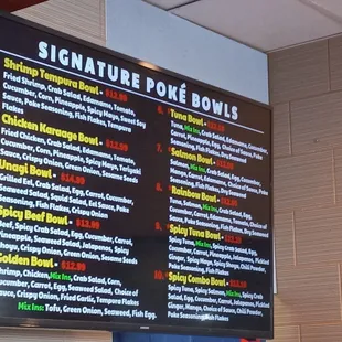 a menu on a wall in a restaurant