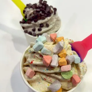 Fruity pebble ice cream with lucky charms marshmallows