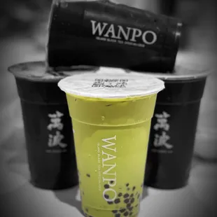 Matcha Latte and Grass Jelly Drink @whaevaeats
