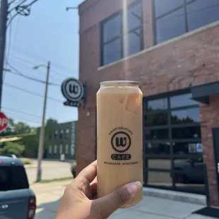 Iced latte with almond milk and vanilla