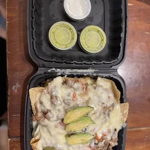 Loaded Nachos w/ beef fajita