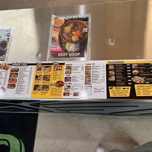 Menu at ordering area