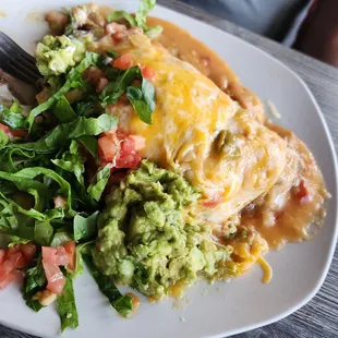 Carnitas and pinto beans burrito