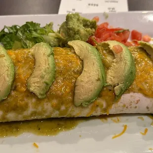 Chile Verde Burrito Add Avocados Slices on top