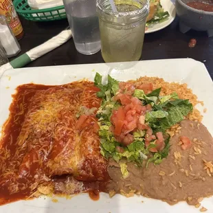 Chicken enchiladas and house margarita