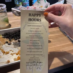 Happy hour menu